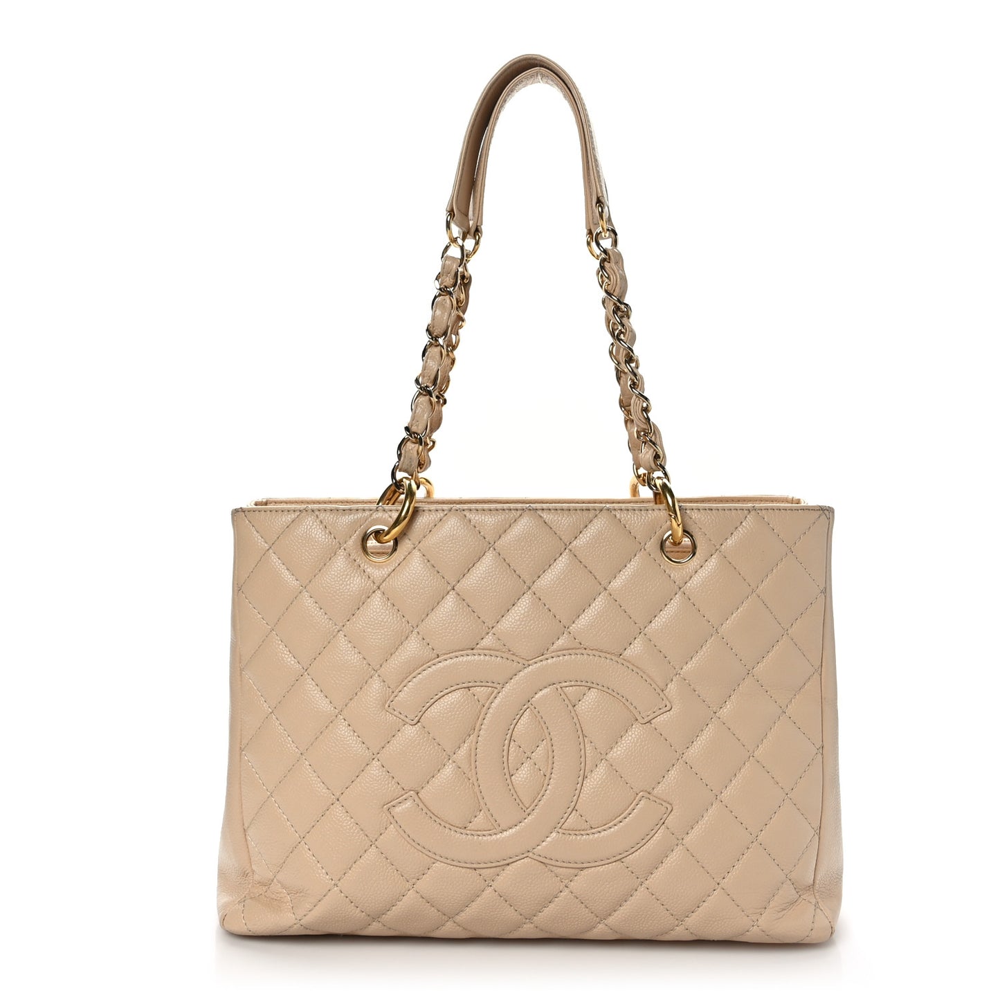 Caviar Quilted Grand Shopping Tote GST Beige Clair