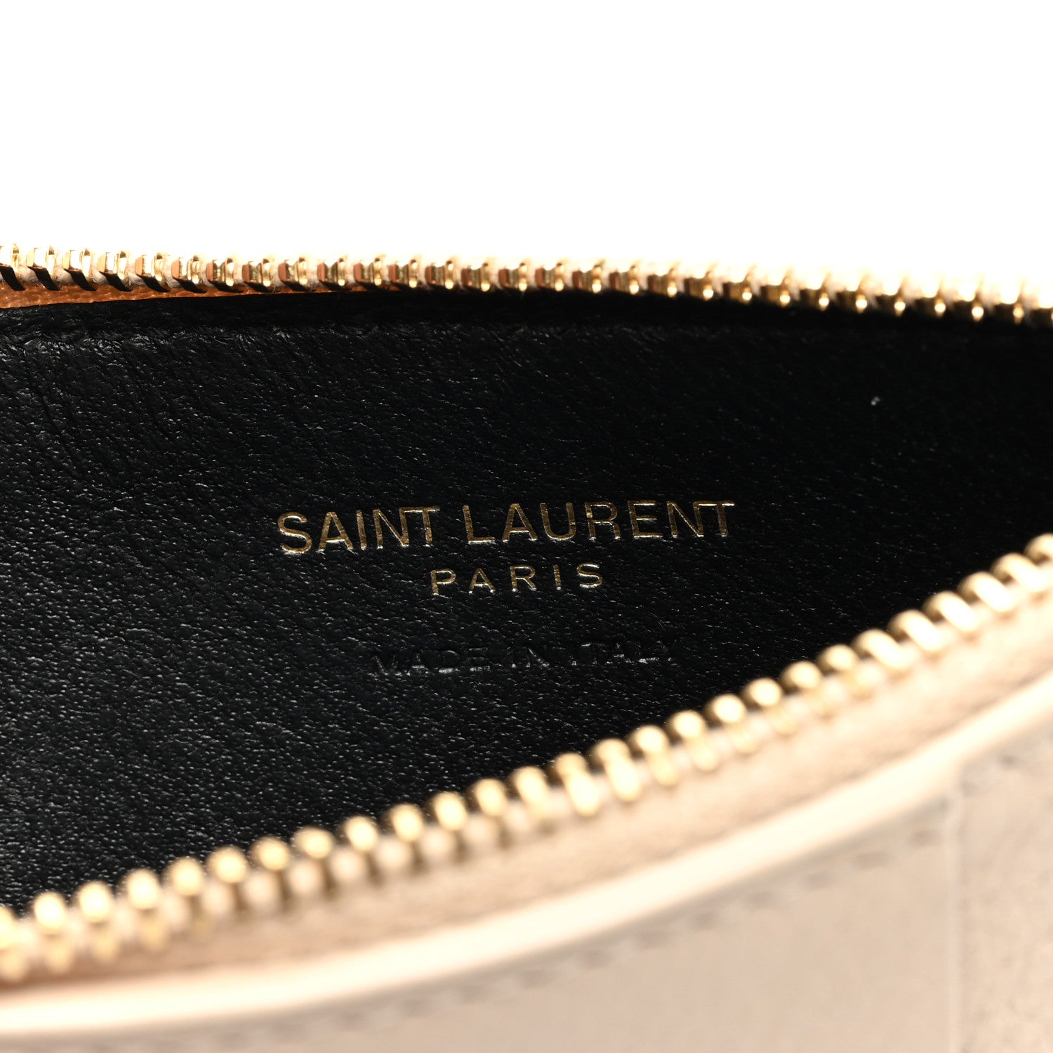 Saint Laurent Grained Calfskin Monogram 5 Fragments Zip Pouch Card Holder Beige 6 of 7