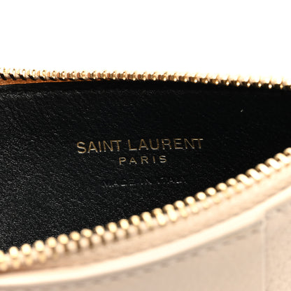 Saint Laurent Grained Calfskin Monogram 5 Fragments Zip Pouch Card Holder Beige 6 of 7