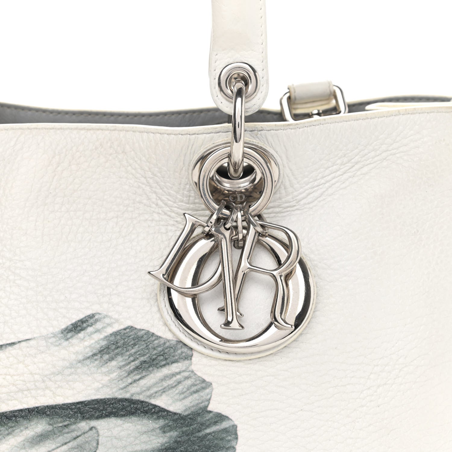 Christian Dior Bullcalf Printed Medium Flower Diorissimo Tote White 9 of 17
