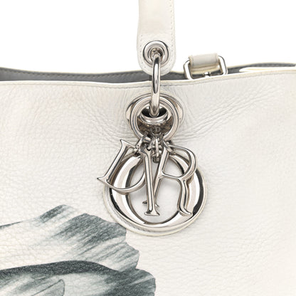 Christian Dior Bullcalf Printed Medium Flower Diorissimo Tote White 9 of 17