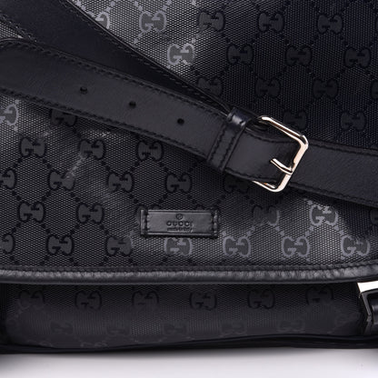 Gucci Imprime Monogram Medium Double Buckle Flap Messenger Bag Navy 9 of 9