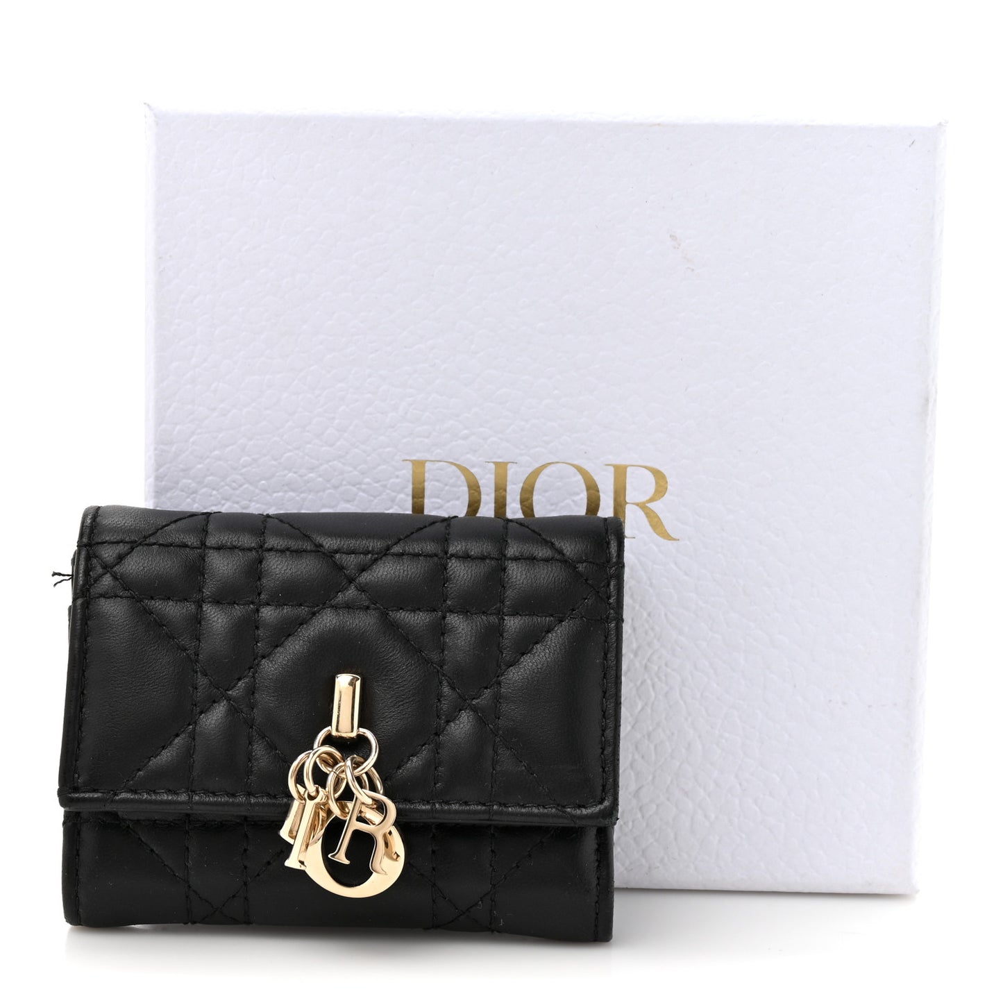 Lambskin Cannage My Dior Veronia Wallet Black