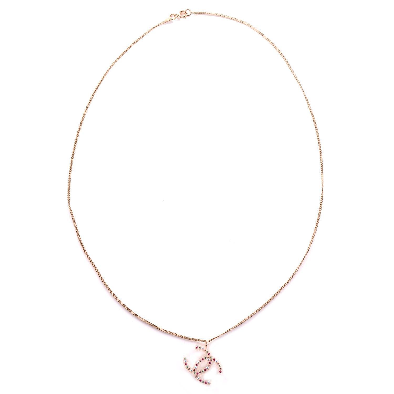 Chanel Translucent Resin Crystal CC Necklace Multicolor 3 of 5