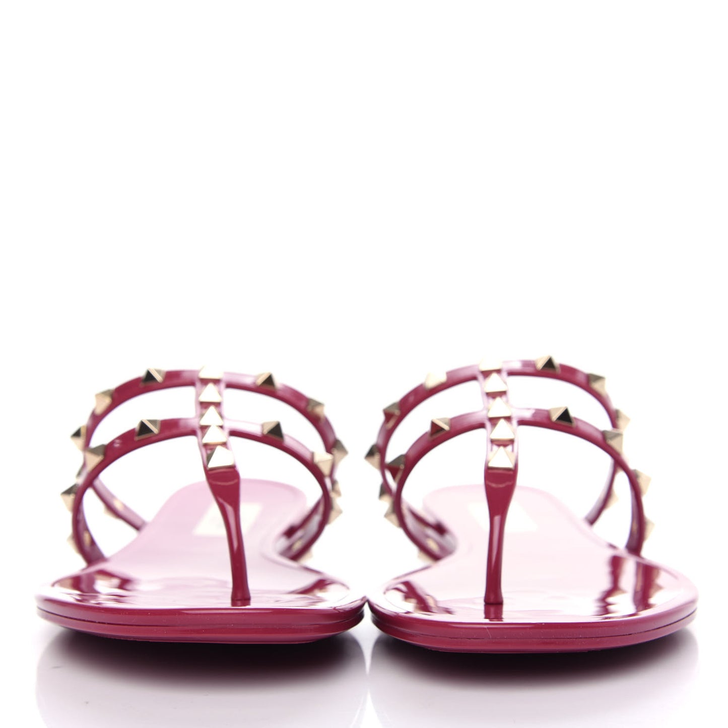 PVC Jelly Rockstud Caged Flat Thong Sandals 41 Raspberry