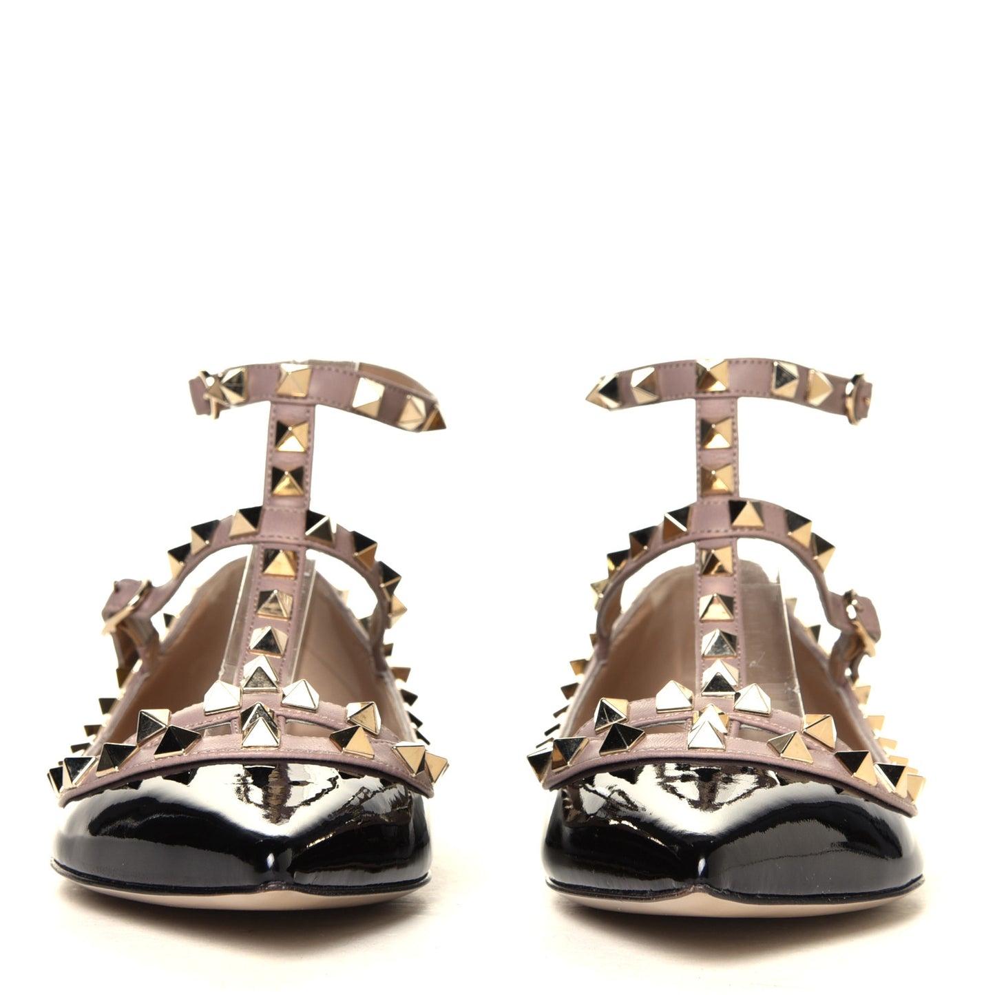 Patent Rockstud Cage Ballerina Flats 36.5 Black Poudre