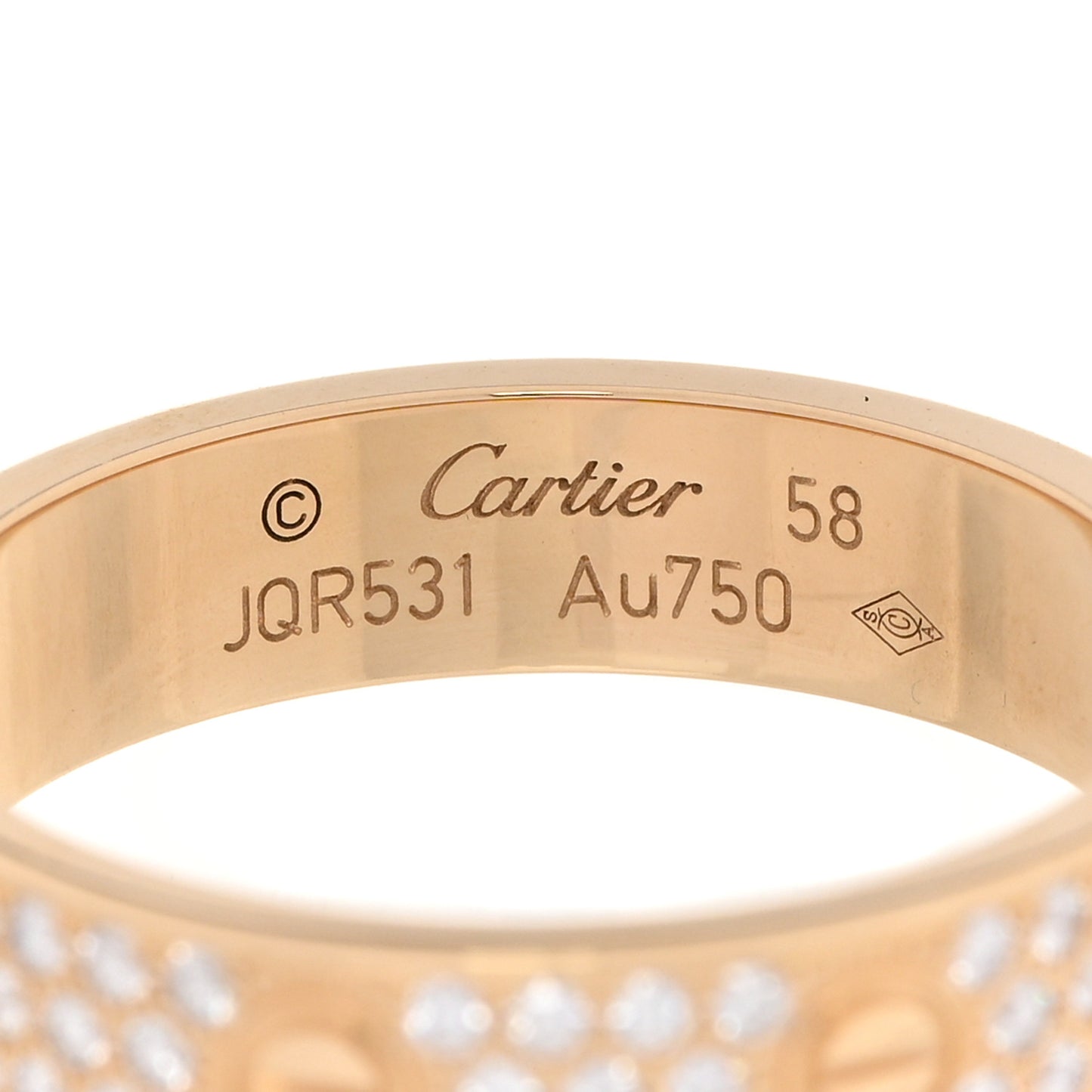 18K Yellow Gold Diamond 4mm LOVE Wedding Paved Band Ring 58 8.25