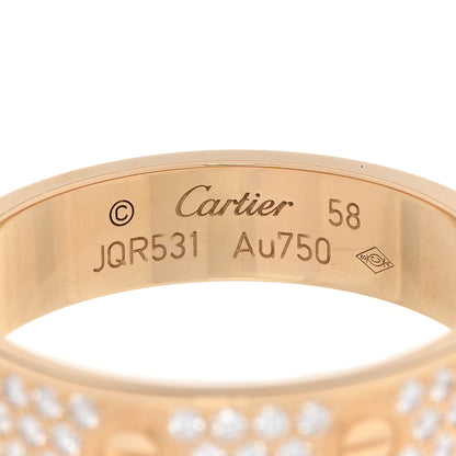 Cartier 18K Yellow Gold Diamond 4mm LOVE Wedding Paved Band Ring 58 8.25 4 of 5