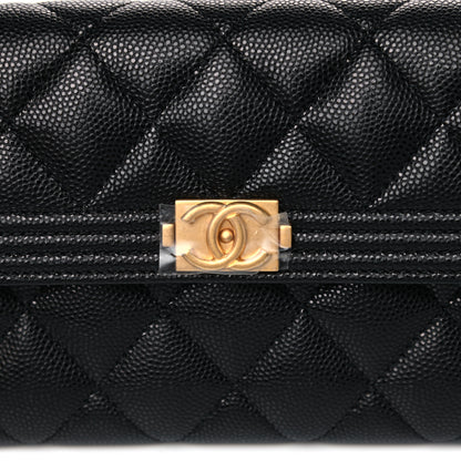 Chanel Caviar Quilted Large Boy Gusset Flap Wallet Black 9 of 10