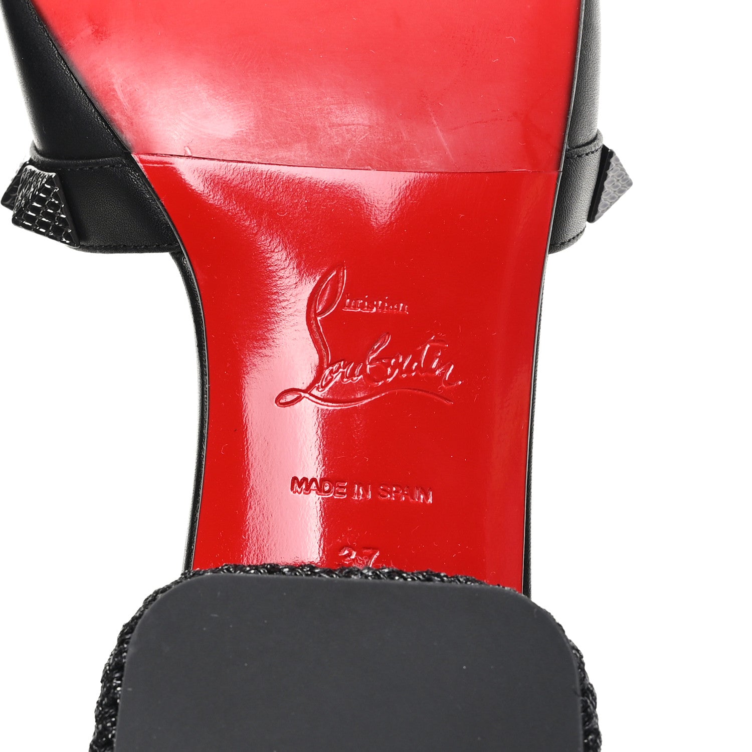 Christian Louboutin Waxed Calfskin Pyramule 30mm Sandals 37 Black 7 of 9
