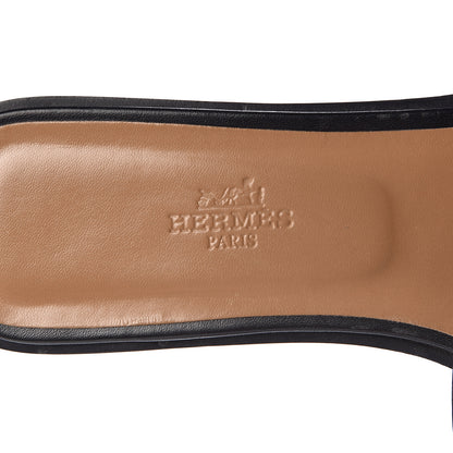 Hermes Box Calfskin Oran Sandals 39 Black 7 of 9