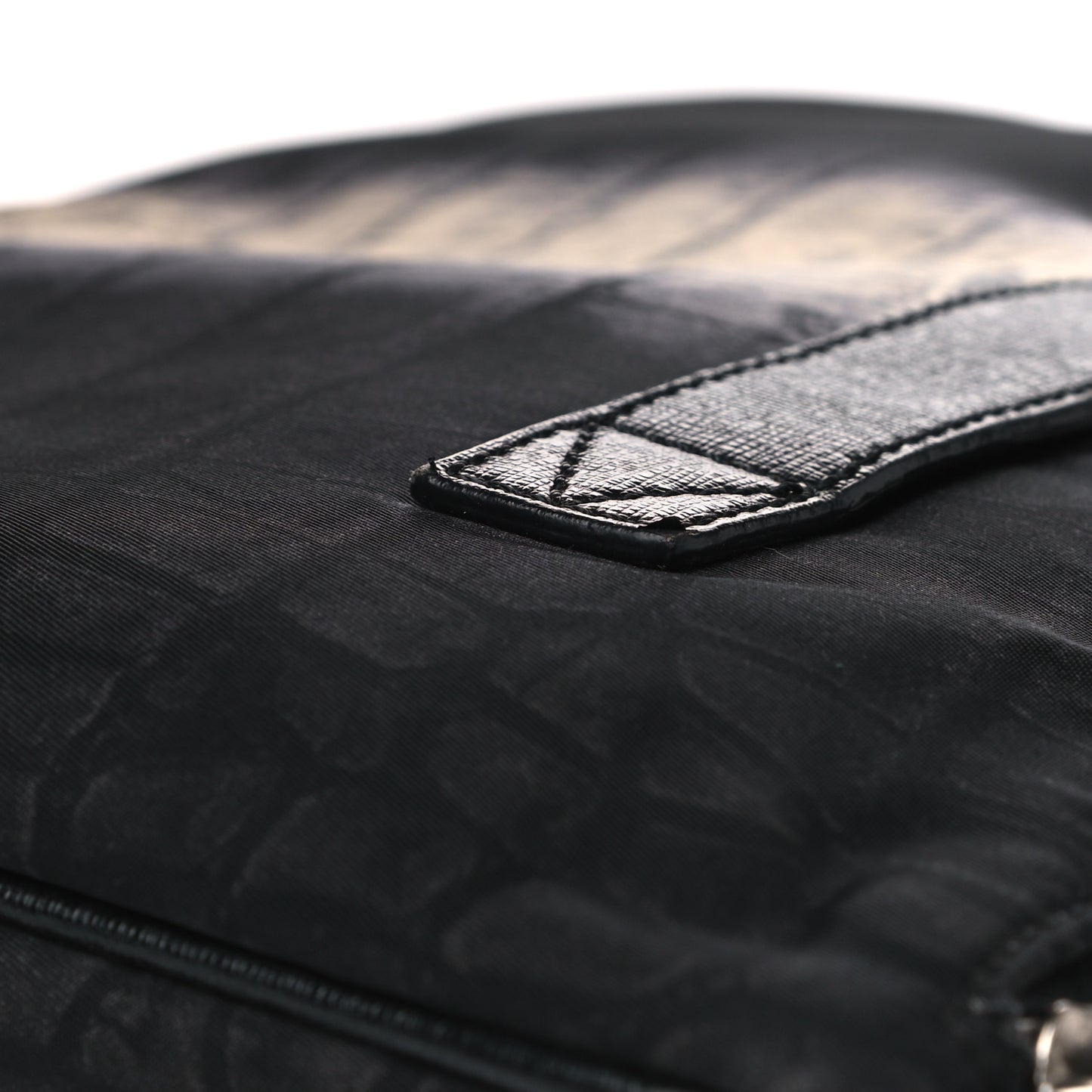 Canvas Calfskin Crocodile Printed Pouch Clutch Black Multicolor
