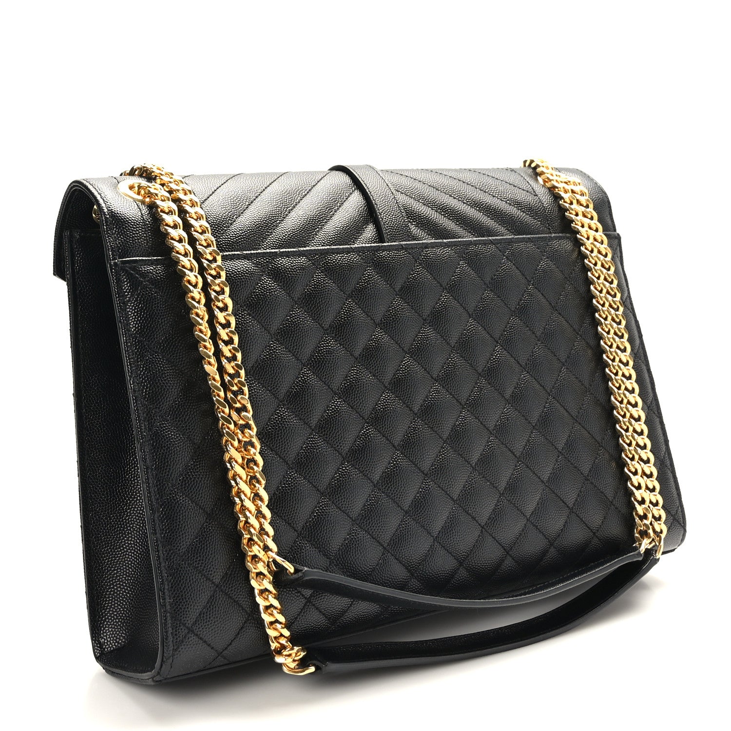 Saint Laurent Grain De Poudre Textured Mixed Matelasse Large Triquilt Monogram Satchel Black 3 of 8