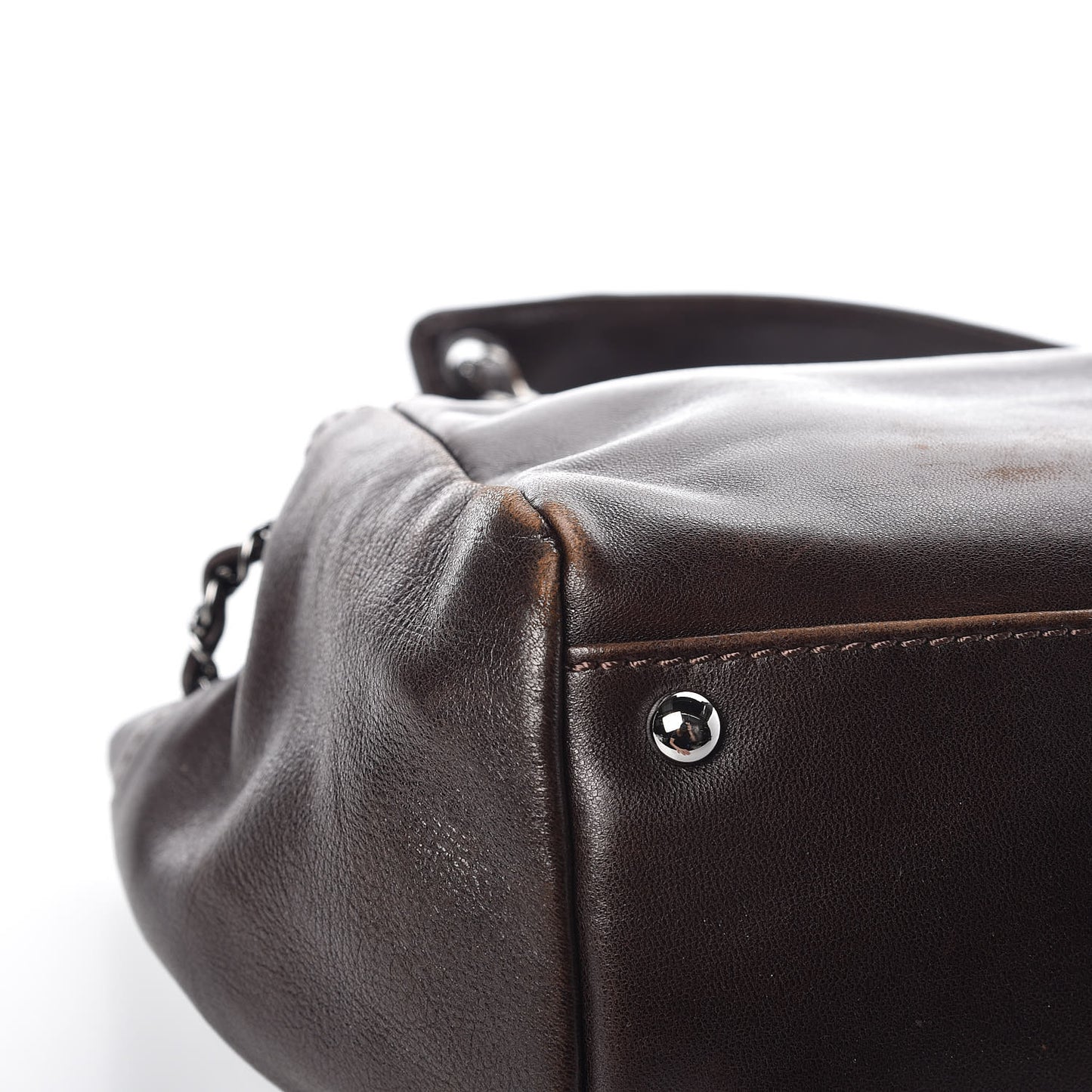 Lambskin Lax Accordion Flap Marron Fonce