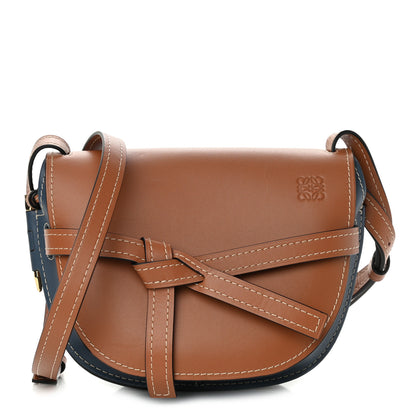Loewe Calfskin Small Gate Crossbody Bag Tan Steel Blue 1 of 13