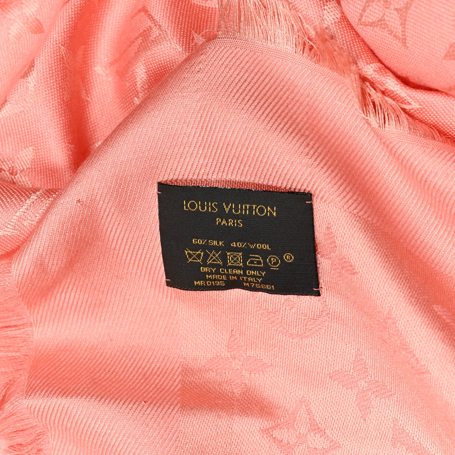 Louis Vuitton Silk Wool Monogram Shawl Corail 3 of 4