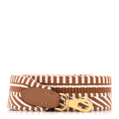 Hermes Toile Swift 25mm Sangle Cavale Shoulder Strap Ecru Beige Gold 1 of 5