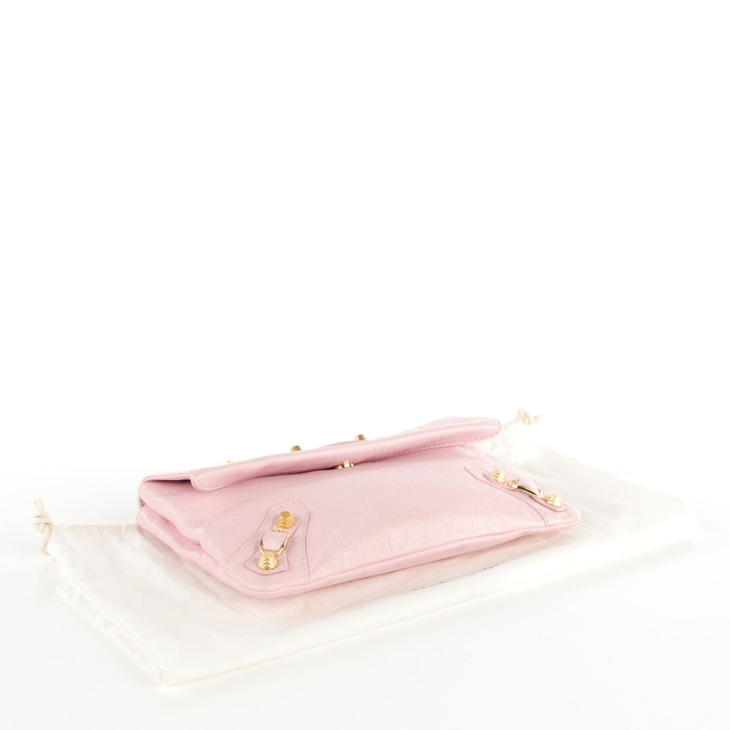 Agneau Giant 12 Gold Hardware Envelope Clutch Rose Poudre