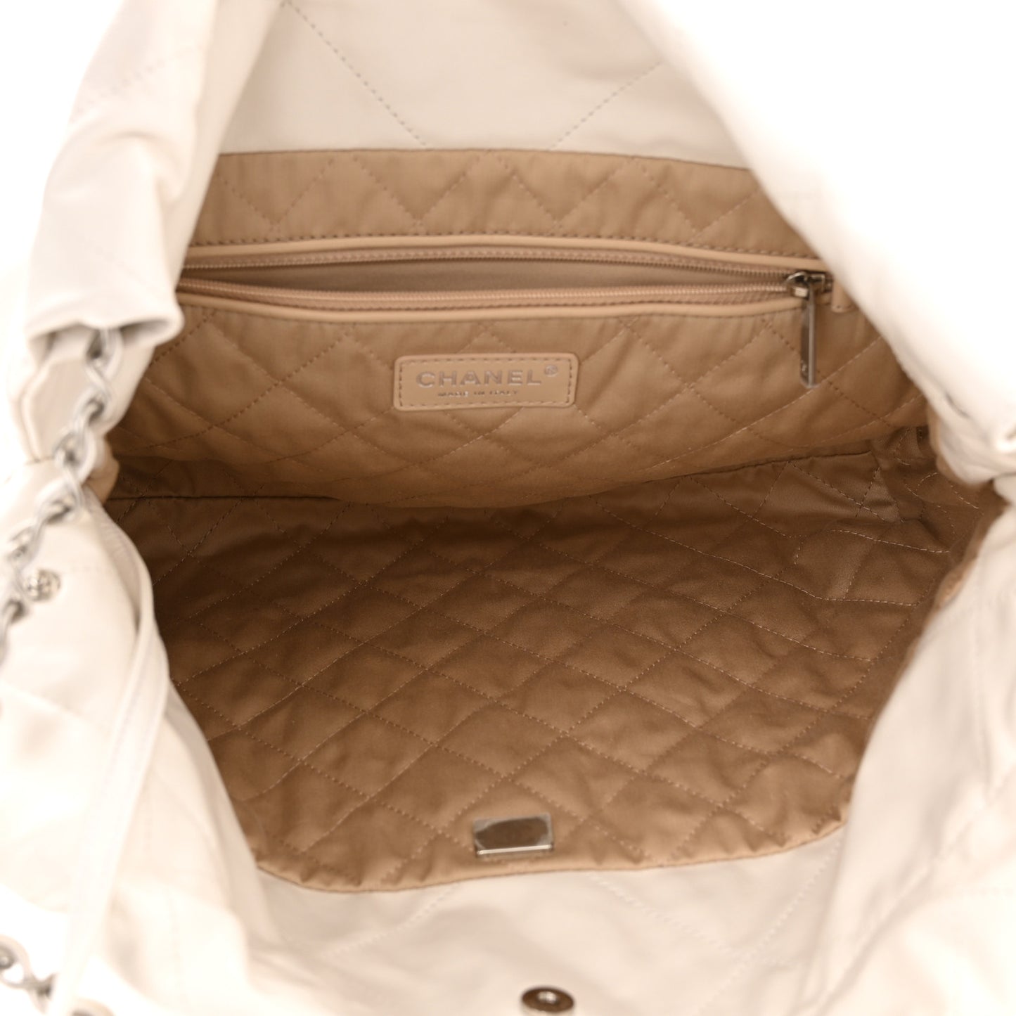 Shiny Calfskin Quilted Small Chanel 22 White