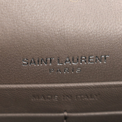 Saint Laurent Calfskin Crocodile Embossed Kate Monogram Tassel Chain Wallet Fog 6 of 12