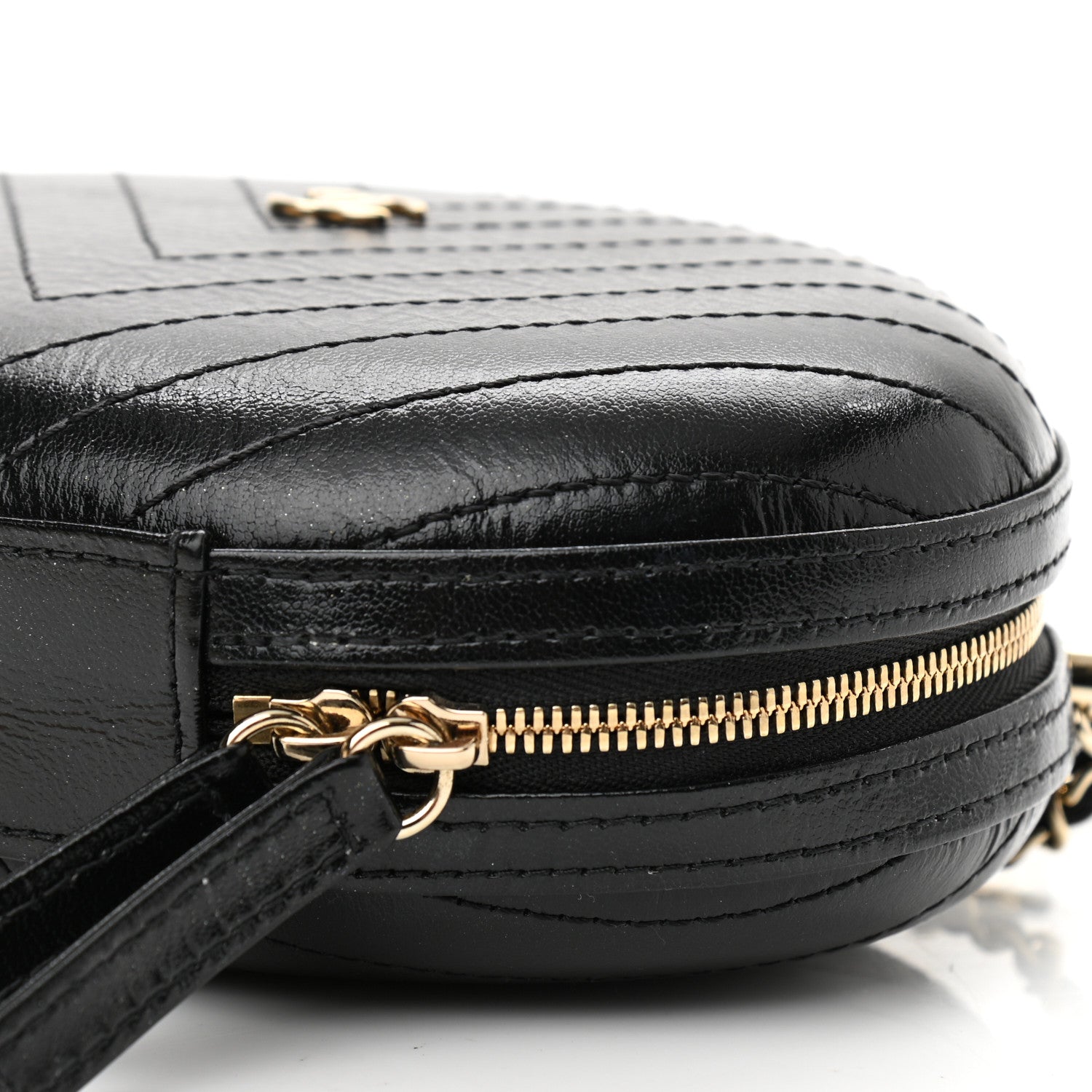 Chanel Calfskin Chevron Stitched Evening Bag Black 10 of 10