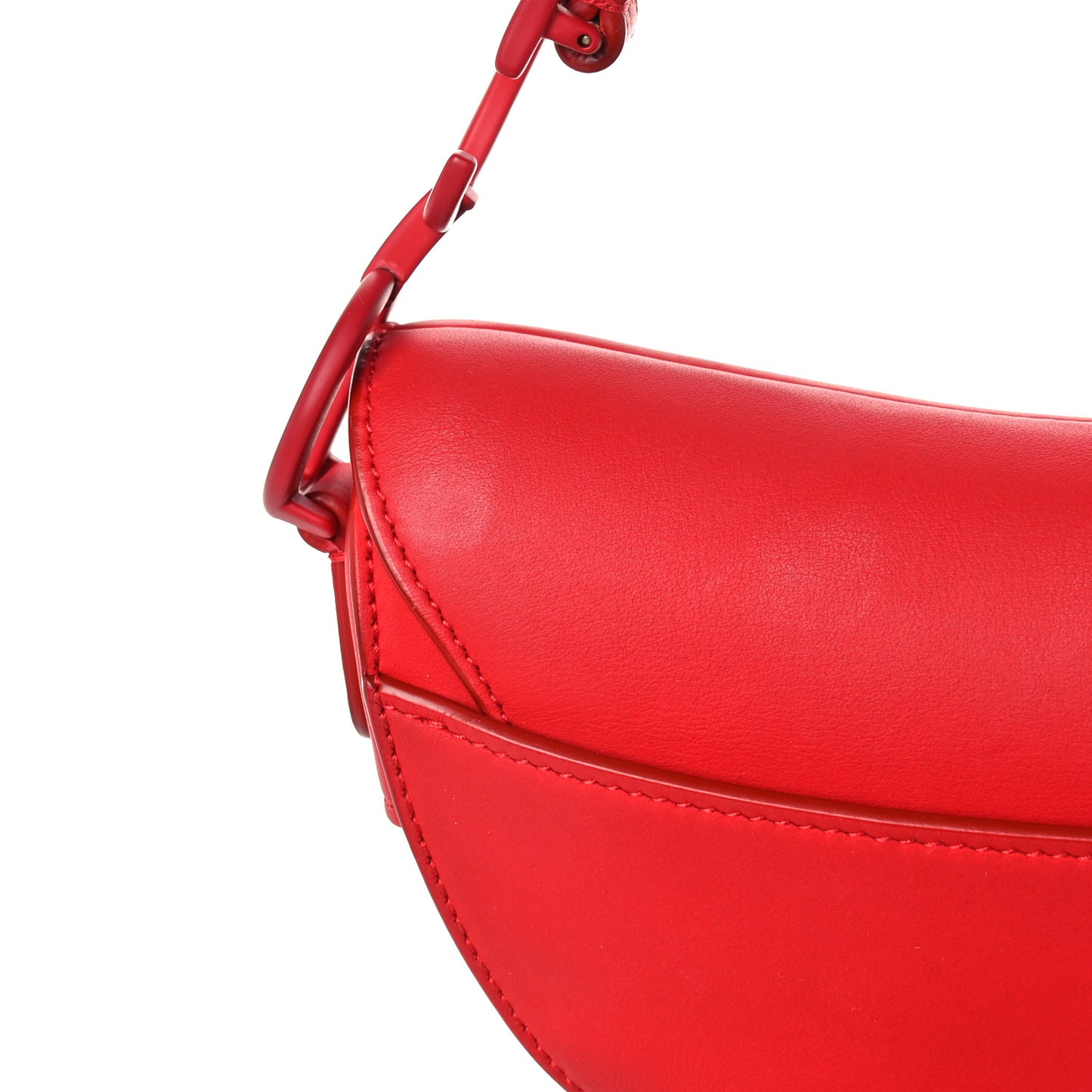 Ultra Matte Calfskin Mini Saddle Bag Red