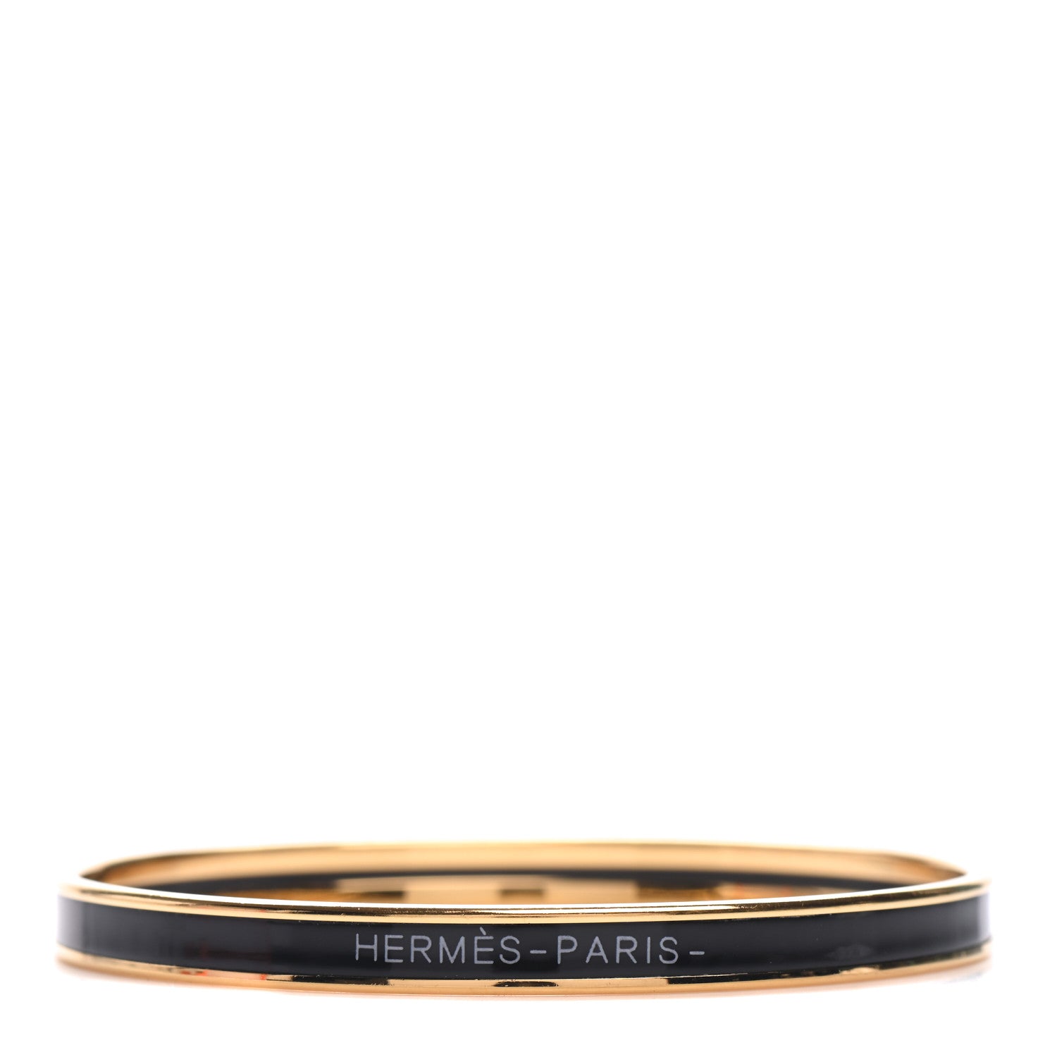 Hermes Enamel Printed Narrow Bracelet 65 Black 1 of 6