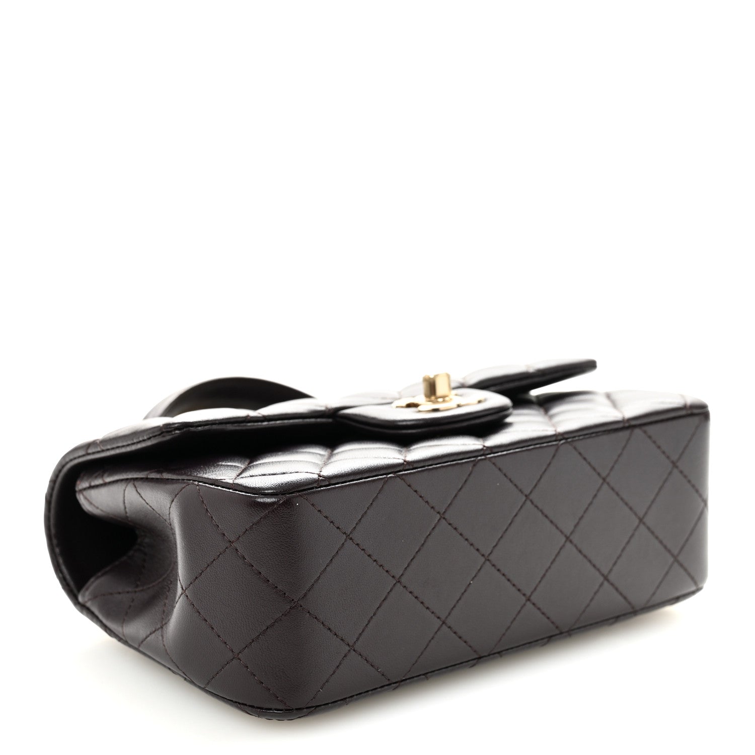Chanel Lambskin Quilted Mini Top Handle Rectangular Flap Dark Purple 3 of 9