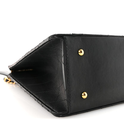 Chanel Lambskin Quilted CC Front Pocket Shopping Tote Black 8 of 9