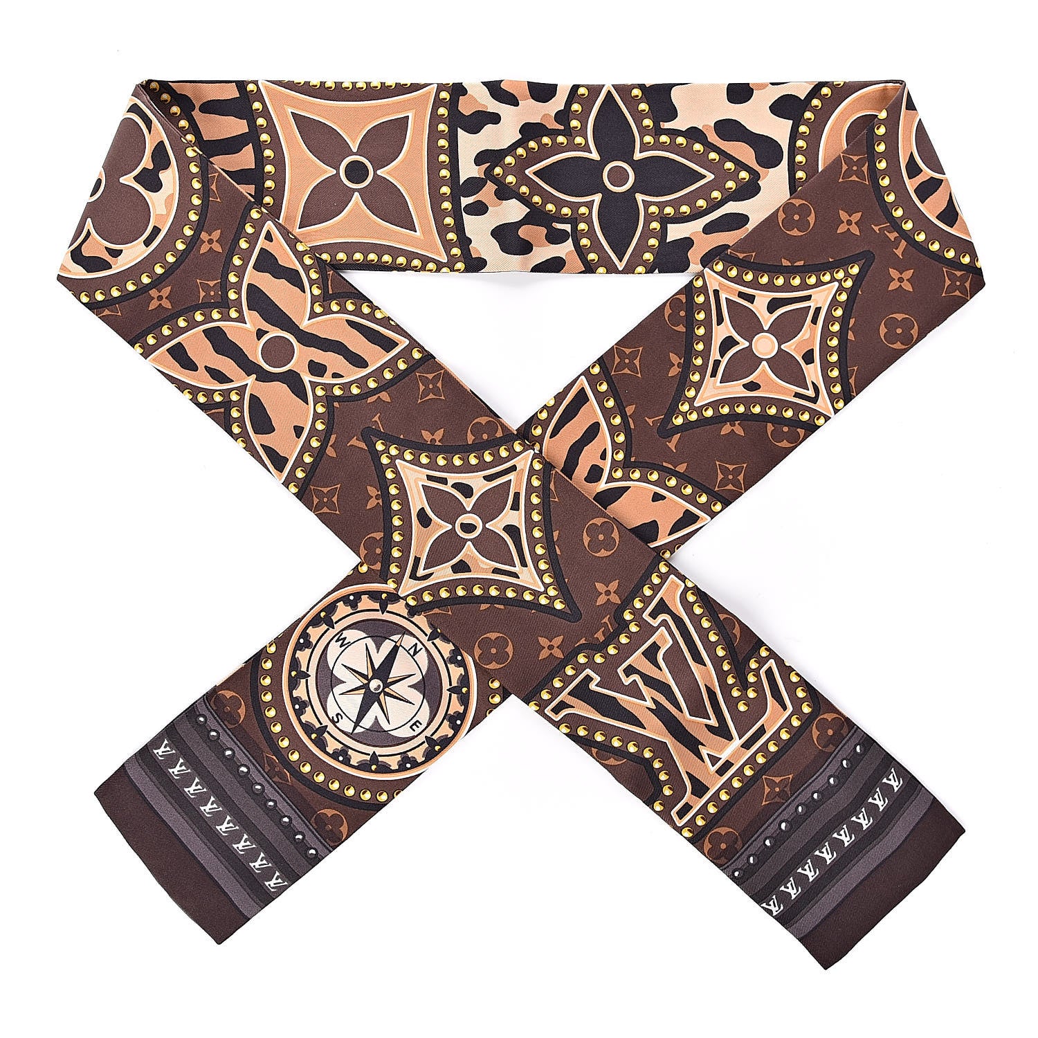 Louis Vuitton Silk Monogram LV World Bandeau Brown 1 of 4