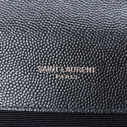 Saint Laurent Grain De Poudre Textured Mixed Matelasse Triquilt Medium Monogram Monochrome Satchel Black 6 of 15