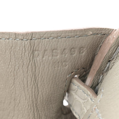 Hermes Matte Alligator Horseshoe Birkin 25 Gris Perle 7 of 11