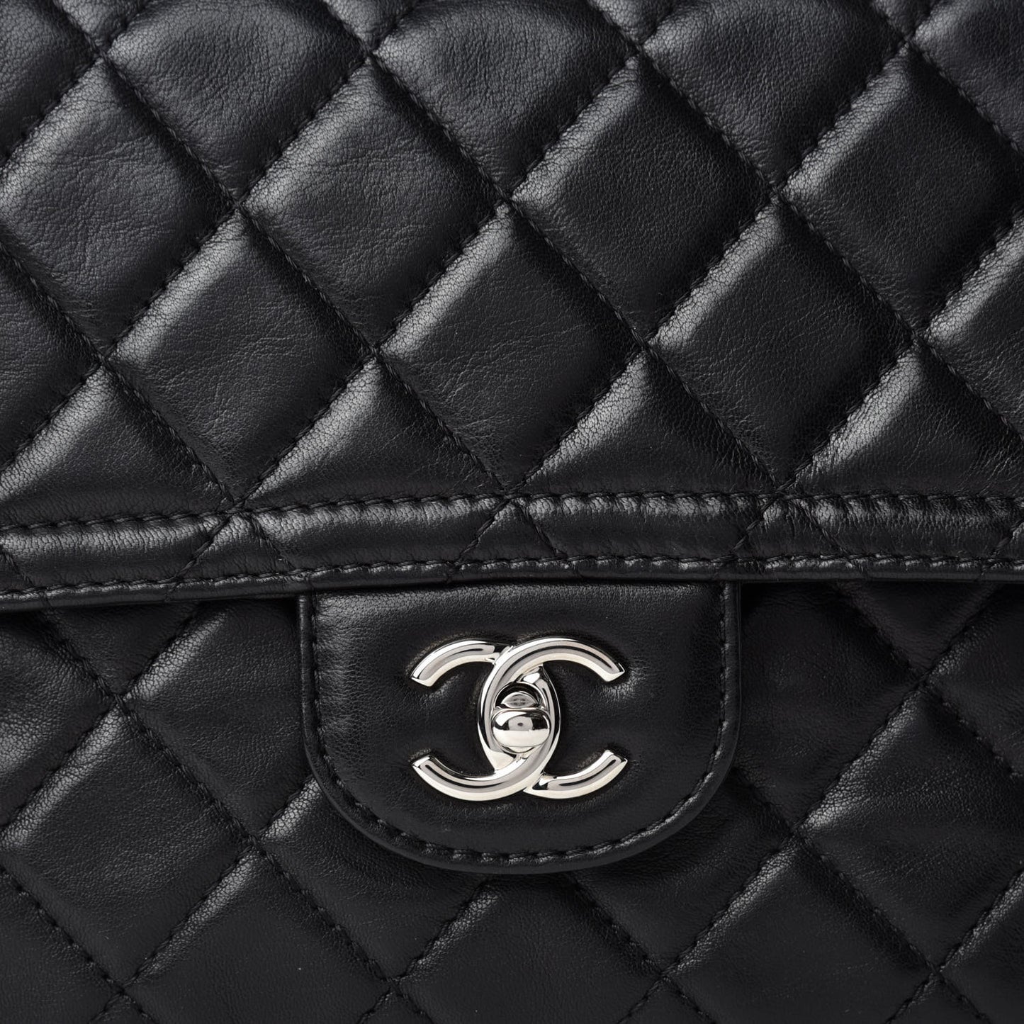 Lambskin Quilted Messenger Bag Black