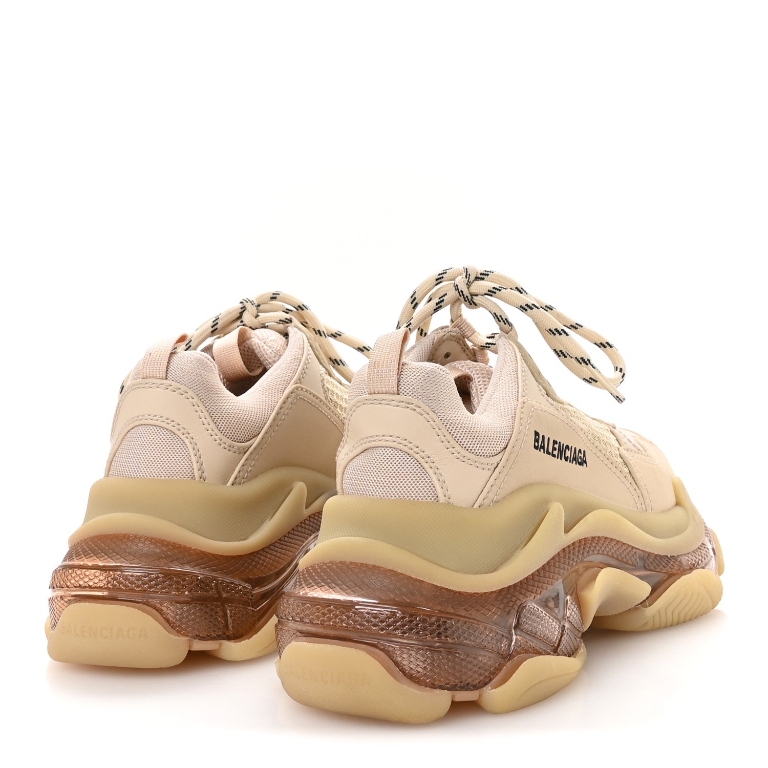 Balenciaga Fabric Mesh Clear Sole Womens Triple S Sneakers 37 Nude 5 of 7