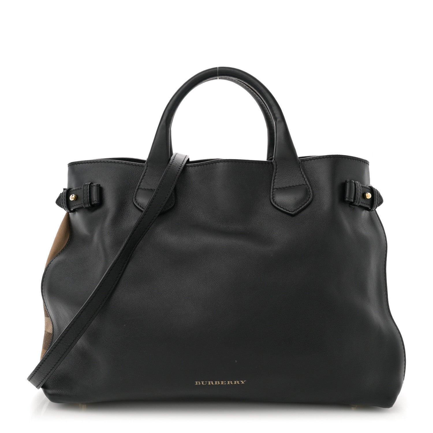 Burberry Smooth Calfskin Medium Sartorial Banner Tote Black 1 of 15