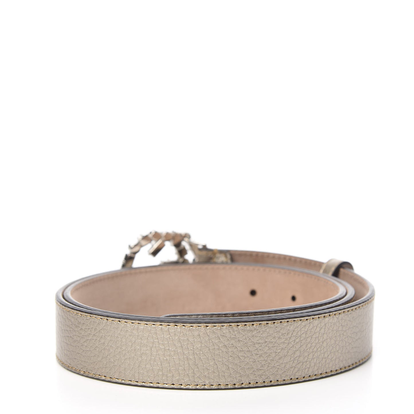 Calfskin Crystal Interlocking G Belt 100 40 Golden Beige