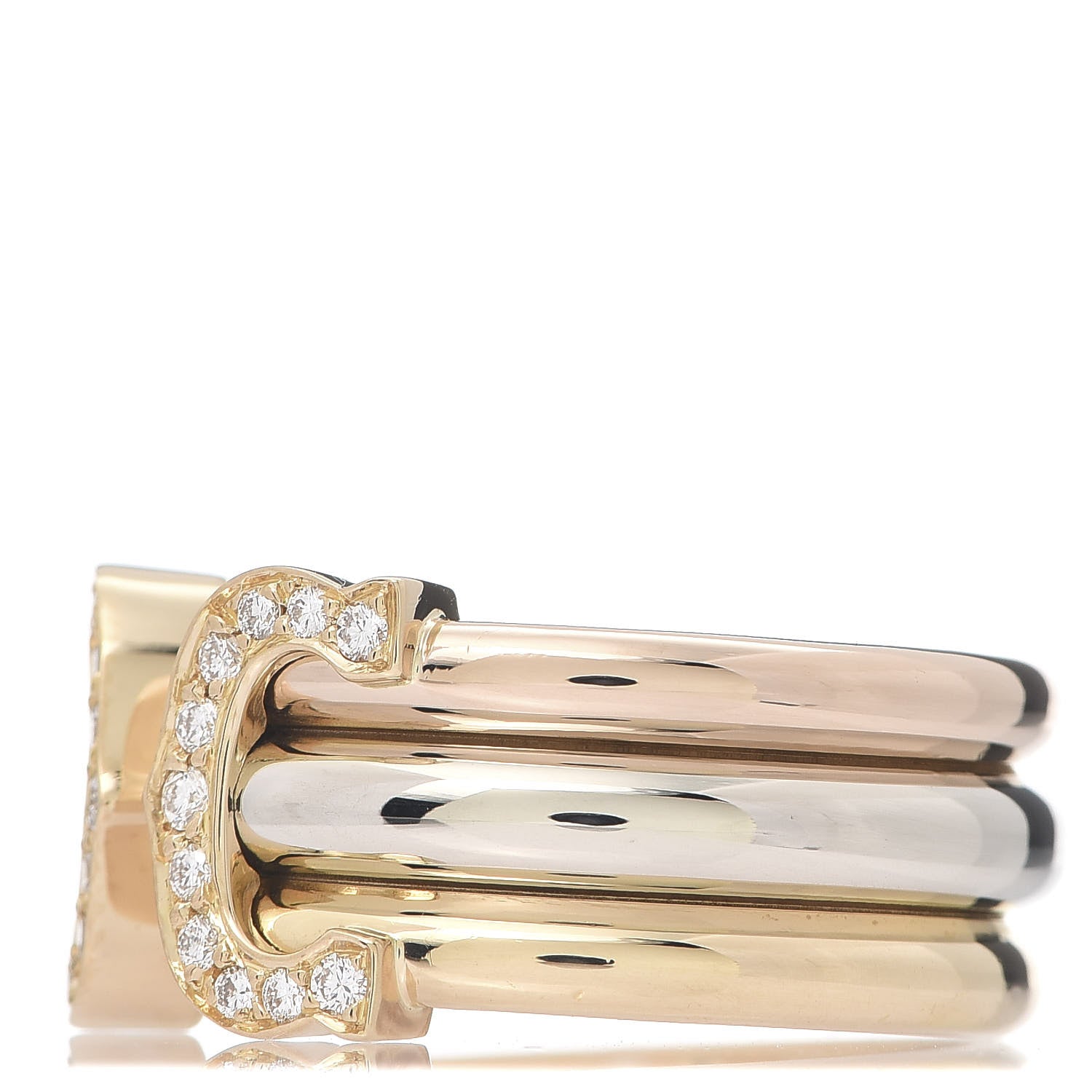 Cartier 18K Pink Yellow White Gold Diamond 11mm C De Ring 56 7.5 3 of 5