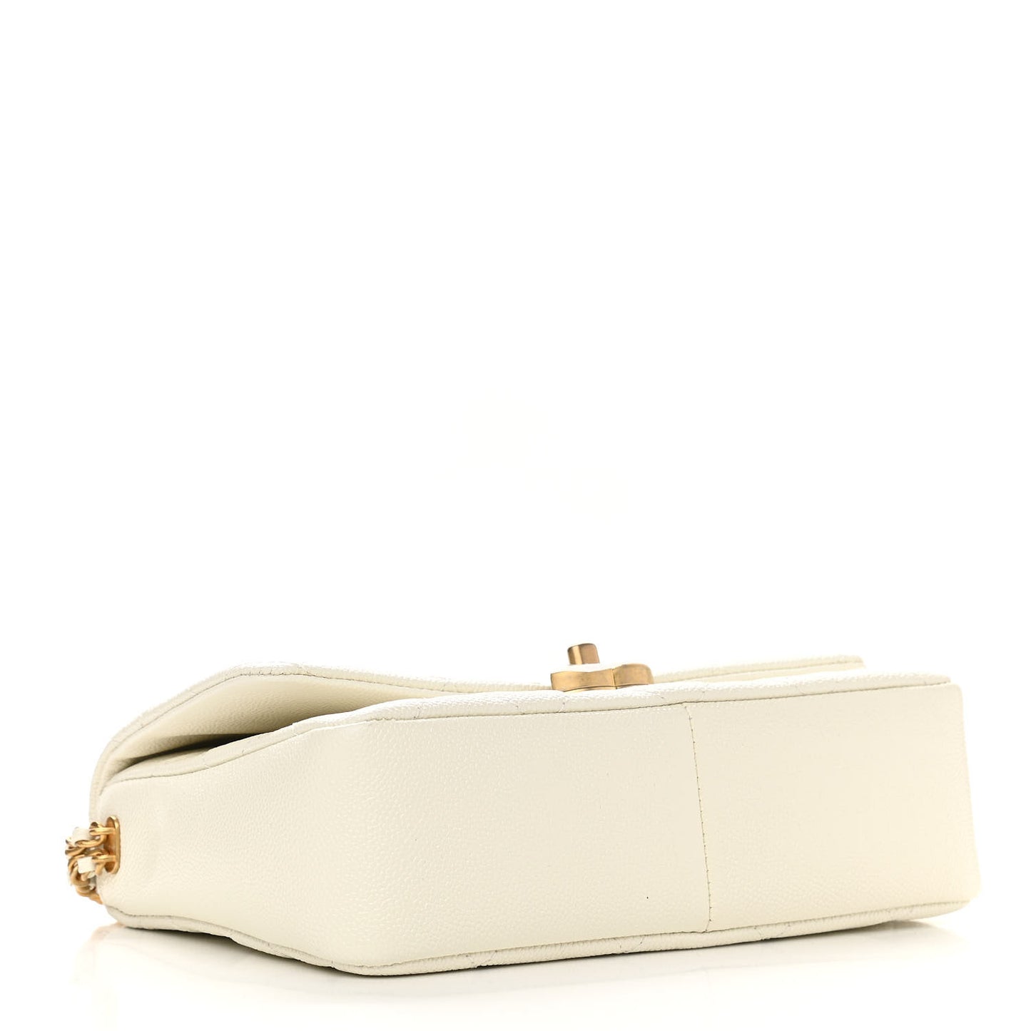 Shiny Caviar Quilted Small Chain Melody Flap White