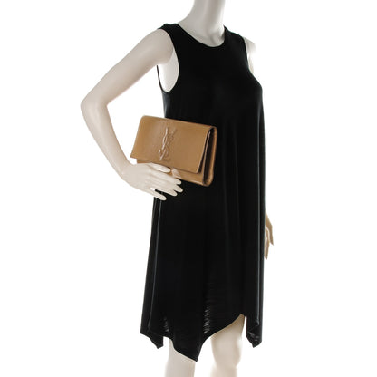 Saint Laurent Textured Patent Calfskin Monogram Large Belle De Jour Clutch Nude 2 of 7
