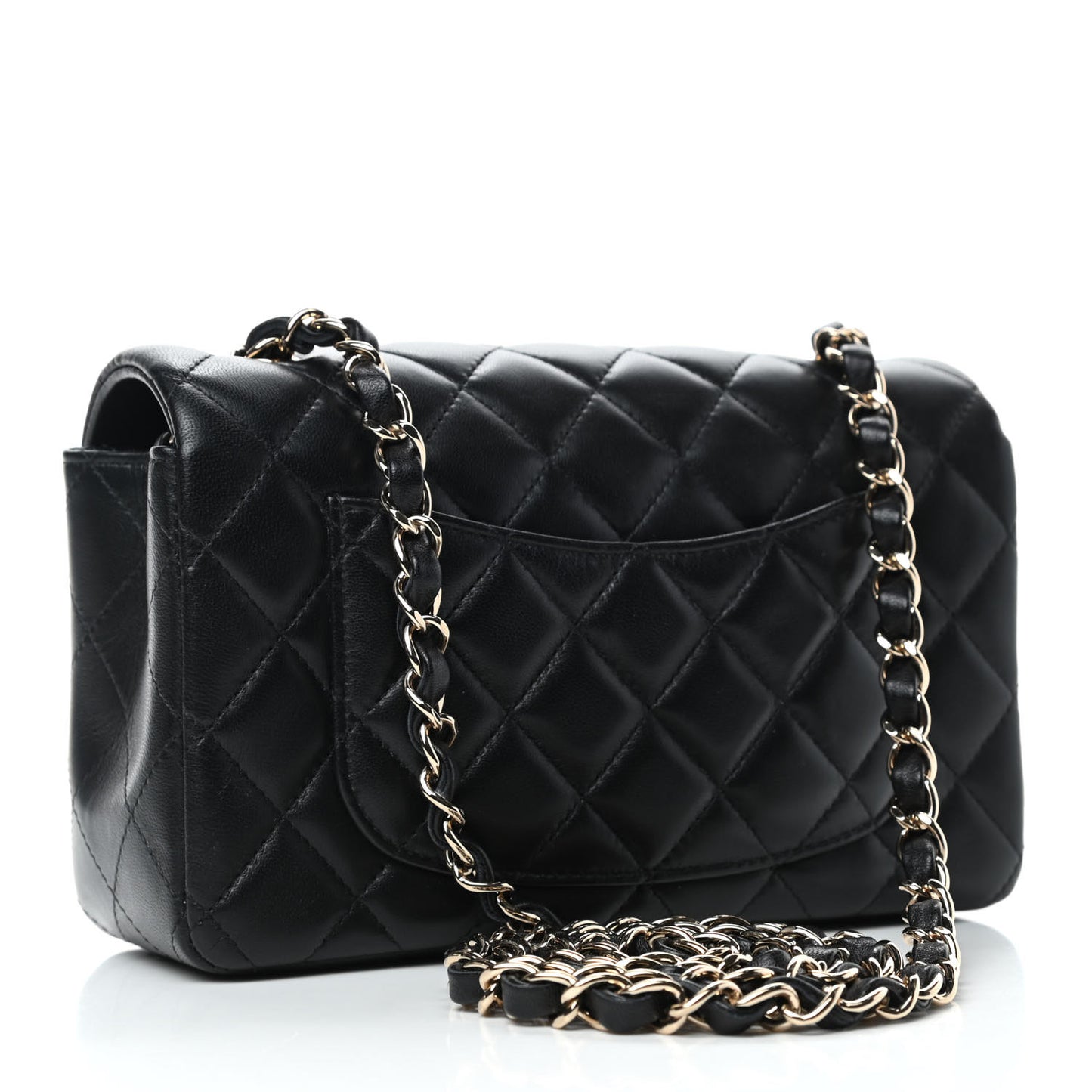Lambskin Quilted Mini Rectangular Flap Black