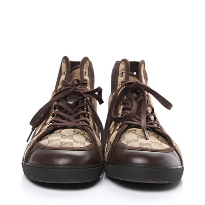 Gucci GG Monogram Web Mens High Top Sneakers 9 Brown 2 of 9