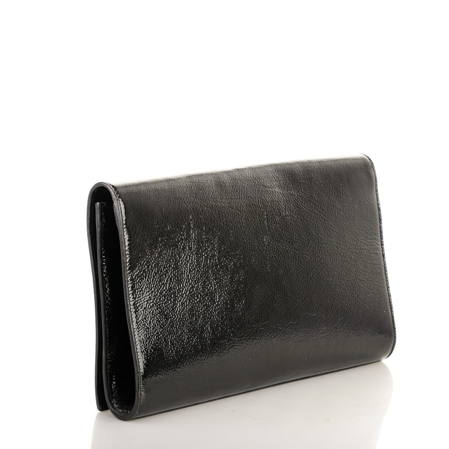 Textured Patent Monogram Large Belle De Jour Clutch Black