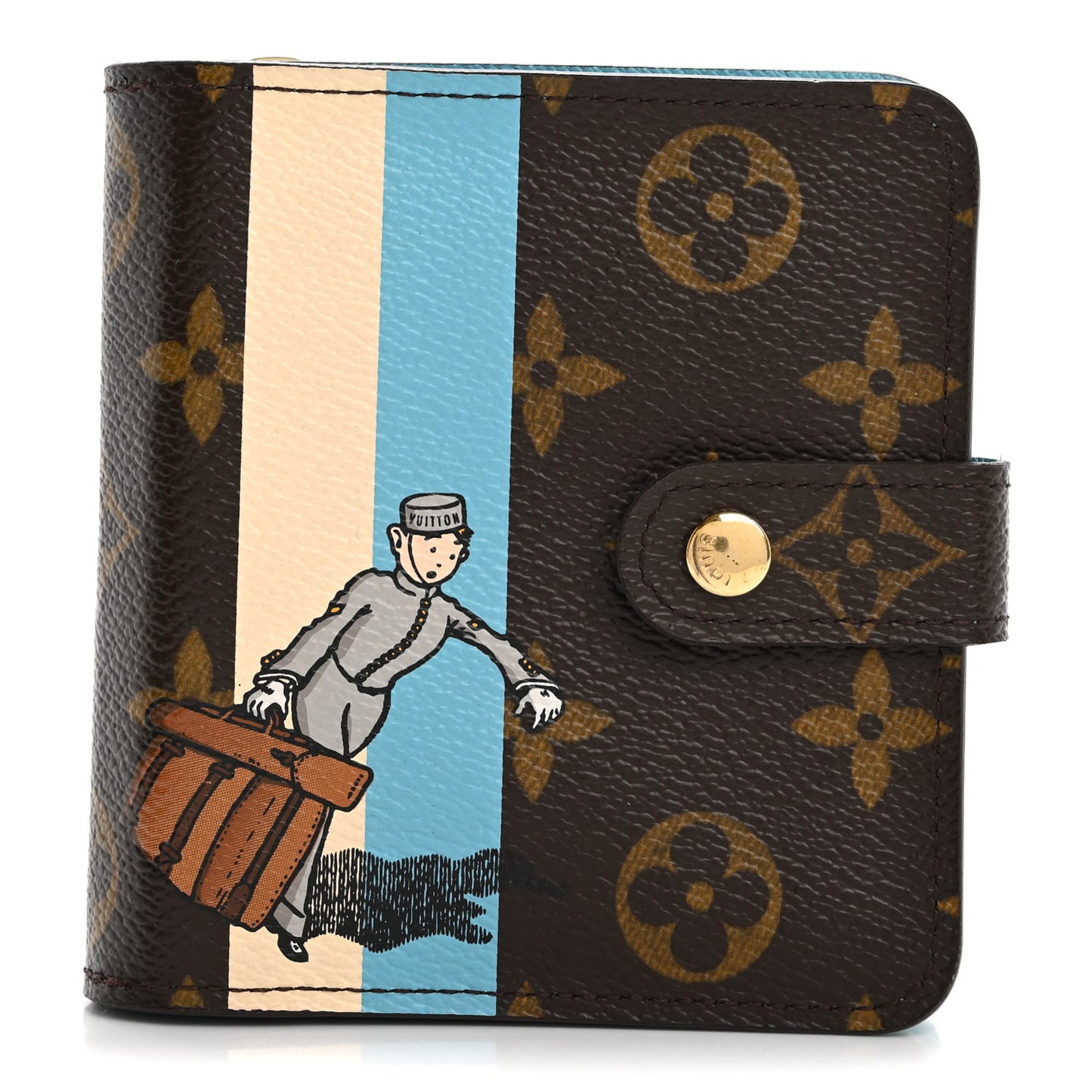 Monogram Groom Compact Zip Wallet Blue