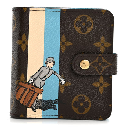 Louis Vuitton Monogram Groom Compact Zip Wallet Blue 1 of 14
