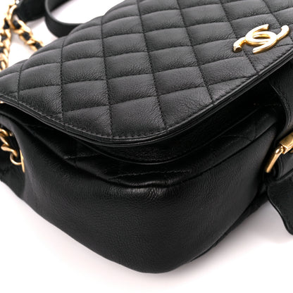 Chanel Grained Calfskin Quilted Messenger Flap Black 10 of 11