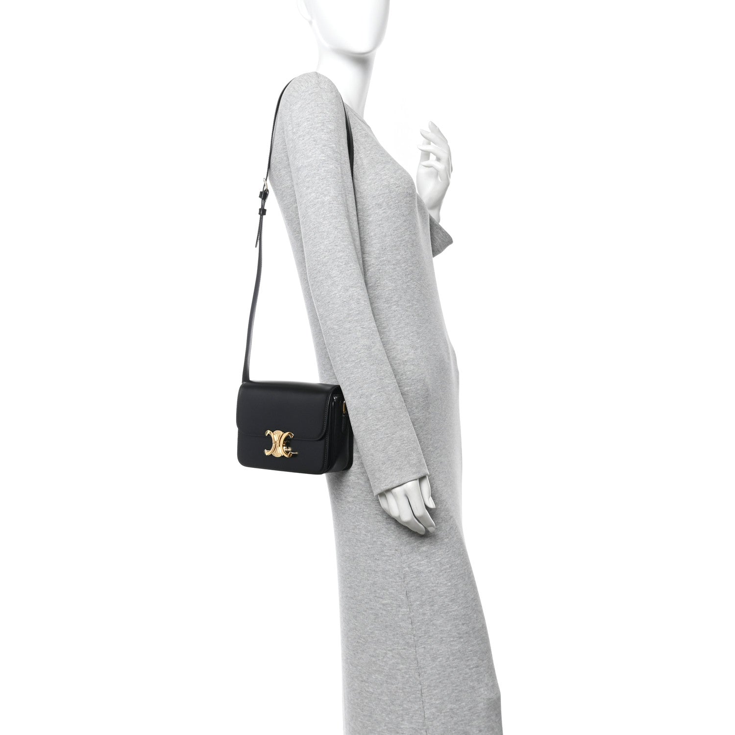 Celine Shiny Calfskin Teen Triomphe Black 2 of 10