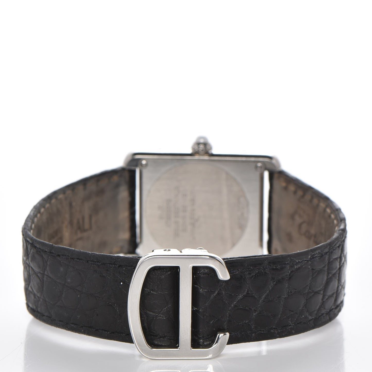 Stainless Steel Alligator 24mm Tank Solo Logo Quartz Watch