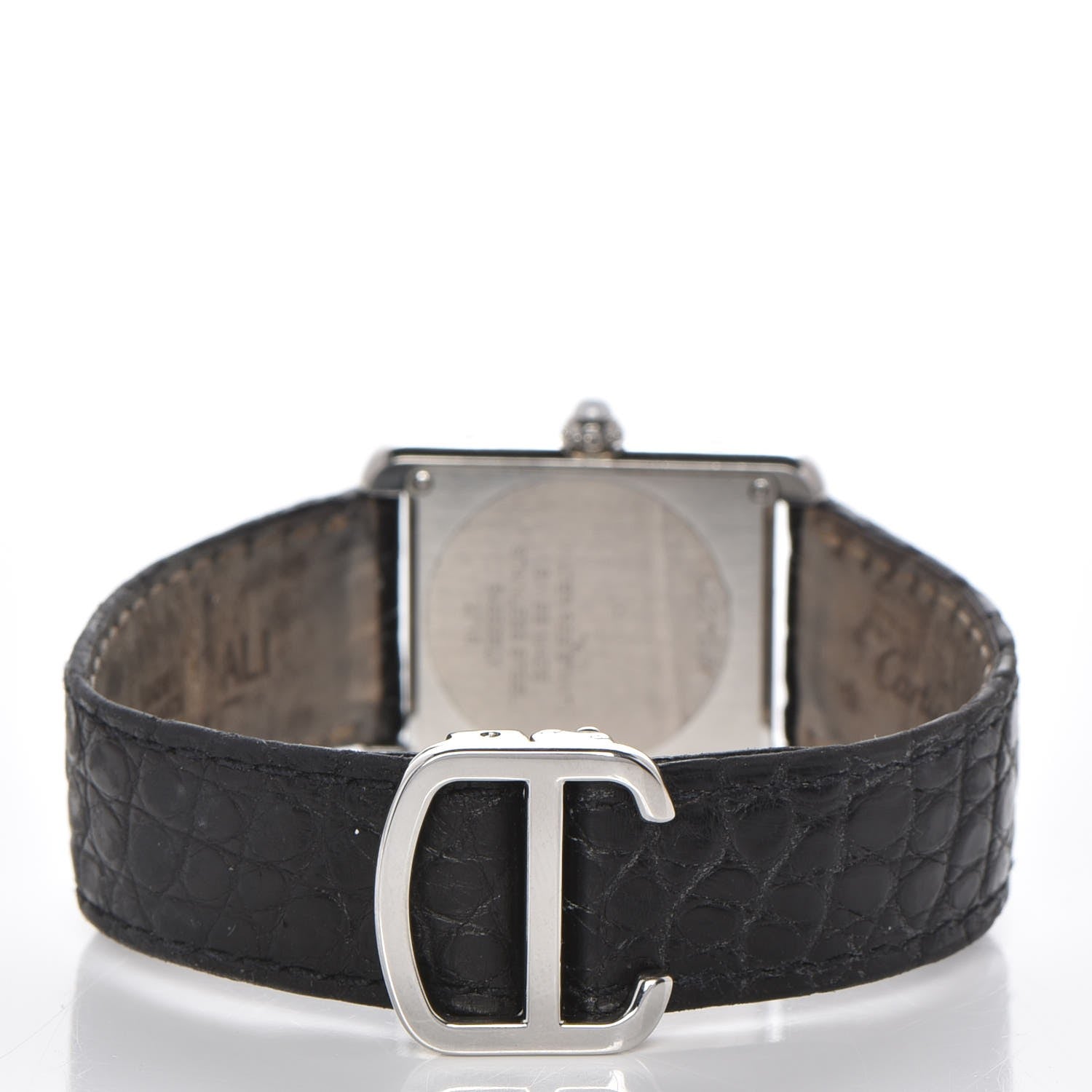 Cartier Stainless Steel Alligator 24mm Tank Solo Logo Quartz Watch 4 of 11