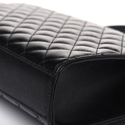 Saint Laurent Grain De Poudre Textured Mixed Matelasse Triquilt Medium Monogram Satchel Black 15 of 16