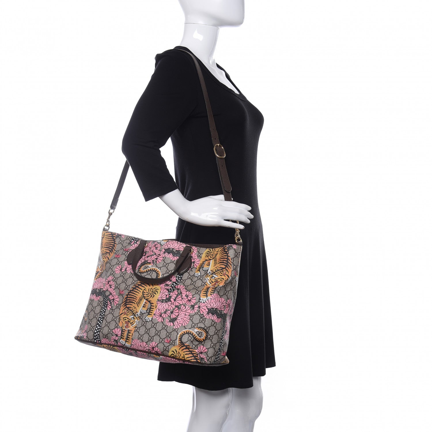 Gucci Soft GG Supreme Monogram Bengal Medium Crossbody Tote Beige Pink 3 of 13